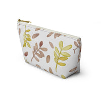 Watercolor Tossed Leaves Accessory Pouch w T-bottom in Red